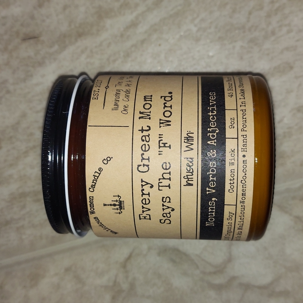 Every great mom says the F word candle